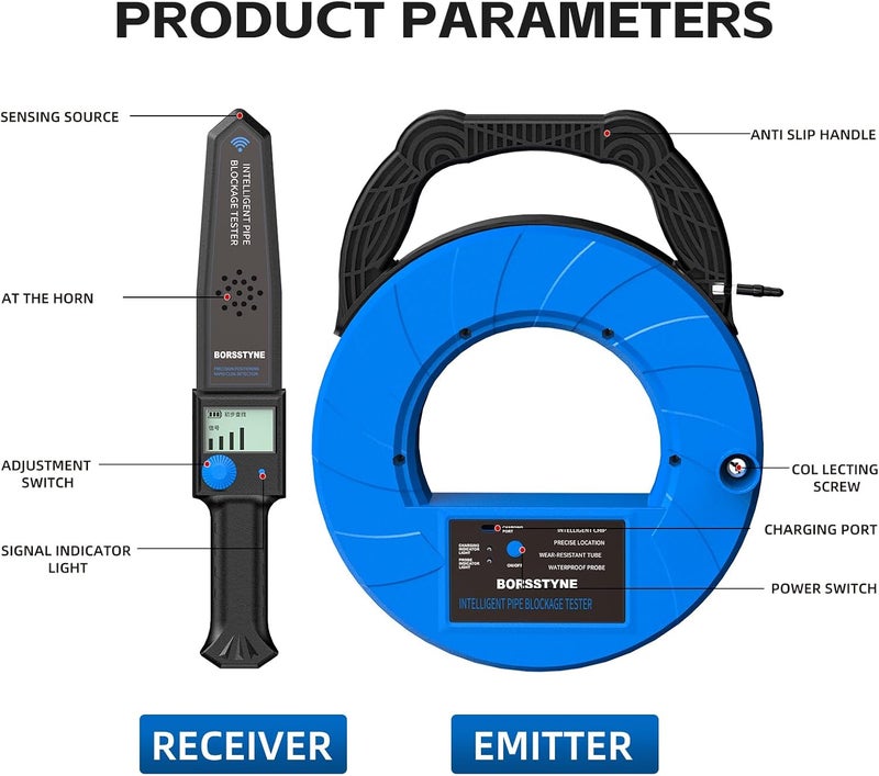 Borsstyne Pipe Locators Precision Blockage Detector for Water pipes underground pipes PVC pipes metal pipes Wall pipes - Image 3